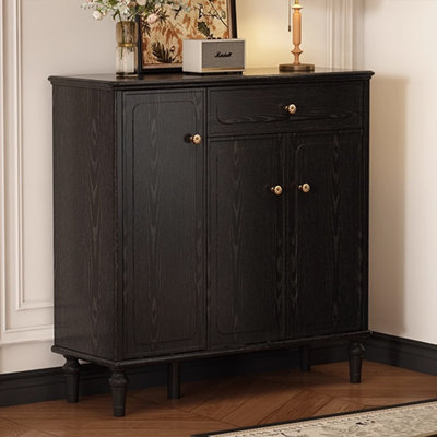 Banc de rangement noir pour chaussures en bois manufacturé