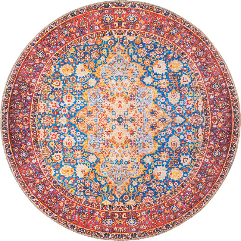 Utin Chenille Oriental Indoor Rug, Round 5'