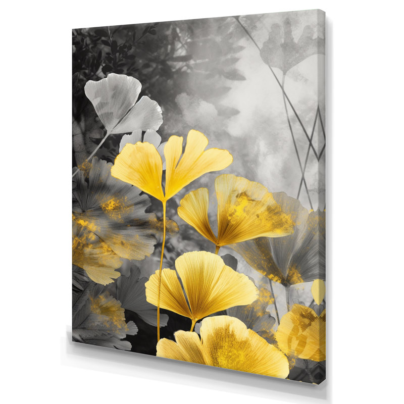 «Palm Tropical Ginkgo», reproduction d'art sur toile encadrée IV, H 20 po x l 12 po x P 1 po, Toile tendue