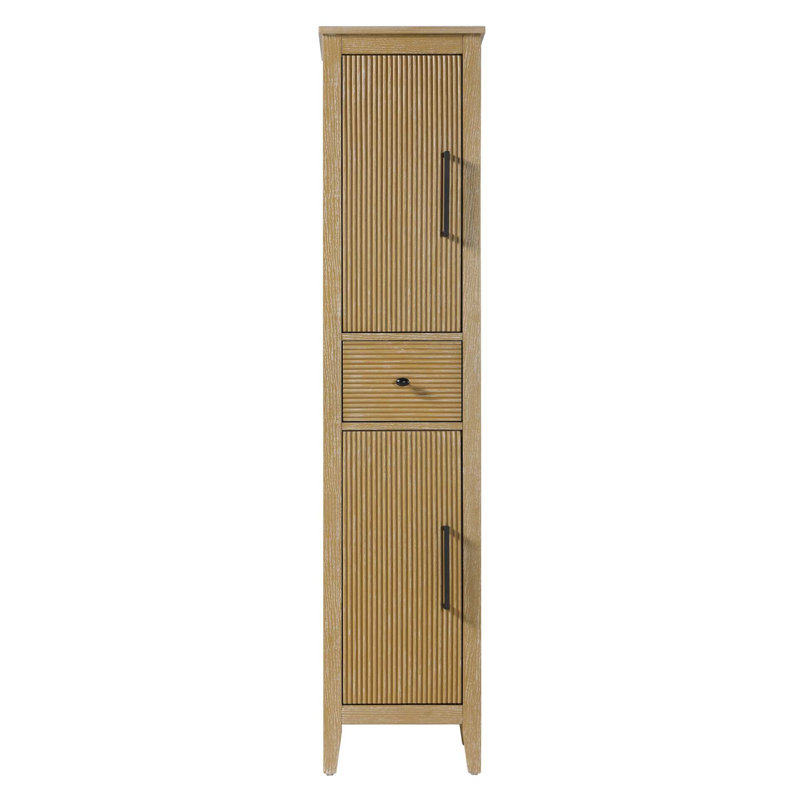 Armoire de rangement pour salle de bain 16 pouces en chêne lin, H 72 po x l 16 po x P 18 po, Lin chêne