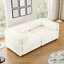 Stylish White Chenille 2-Seater Sofa With Storage Seat, Cylindrical Backrest And Armrests, Modern Fabric Loveseat Featuring Hidden Storage Space