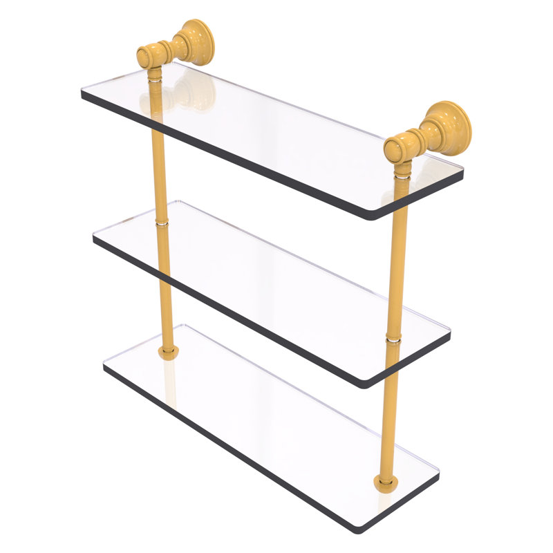 Freyja 3 Piece Glass with Towel Bar, 16" H x 16" W x 5.54" D, Spanish Gold