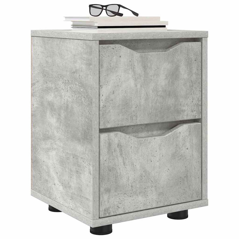 30.5cm W Manufactured Wood Bedside Table, Concrete Grey