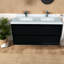 Meuble-lavabo moderne en bois noir avec lavabo pour salle de bain