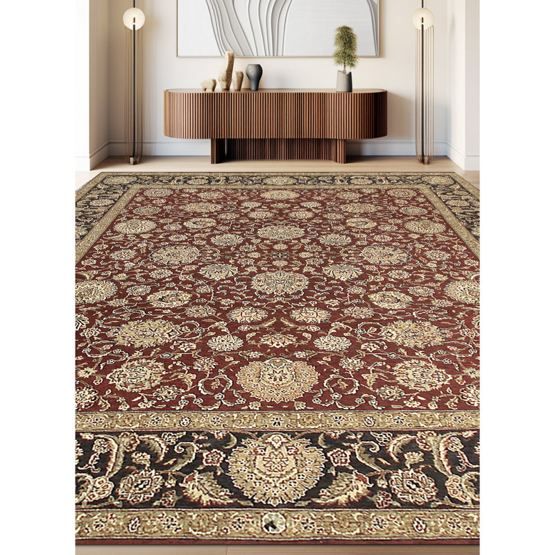 Hand Knotted Oriental Area Rug in Navy/Red/Black, Rectangle 12' x 15'