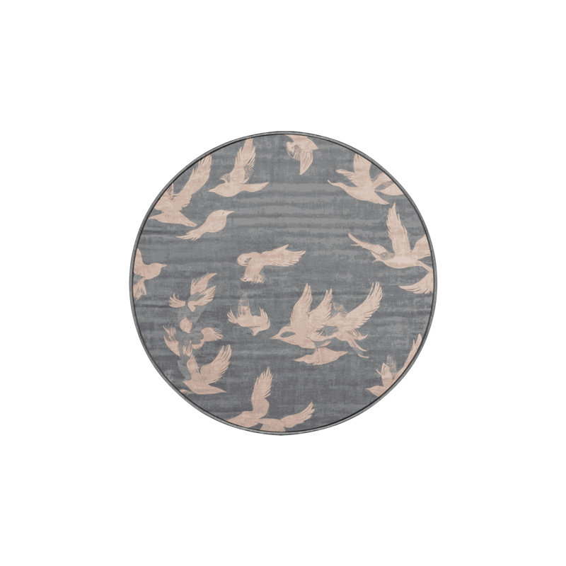 Tapis gris soyeux et moelleux, Rond 8 pi