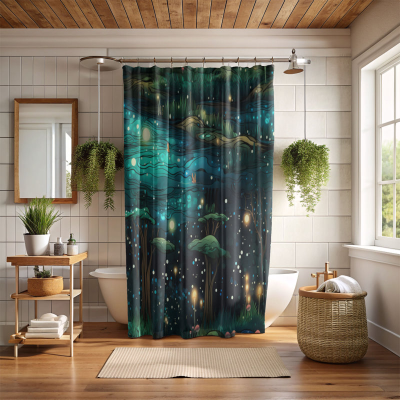 Enchanted Paths - Rideau de douche Premium, H 74 po x l 71 po