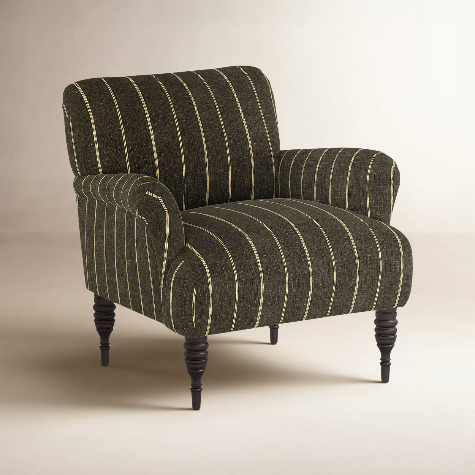 Allura Armchair, Fritz Peppercorn Stripe
