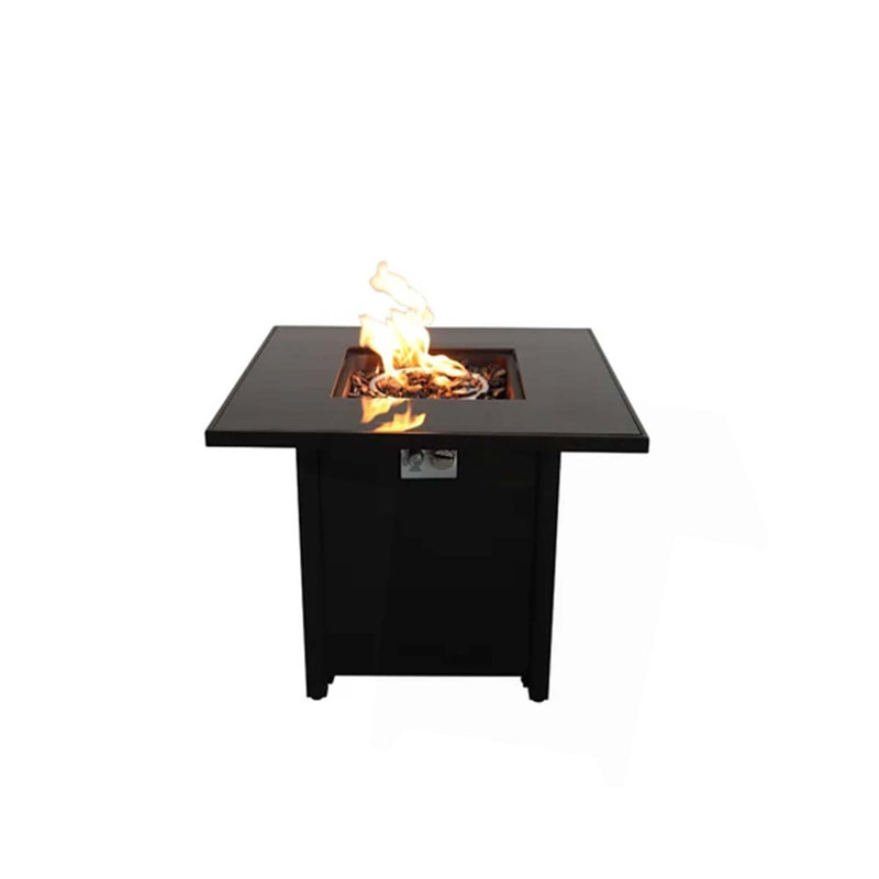 Foyer en métal thermolaqué 30 po avec surface en verre fumé