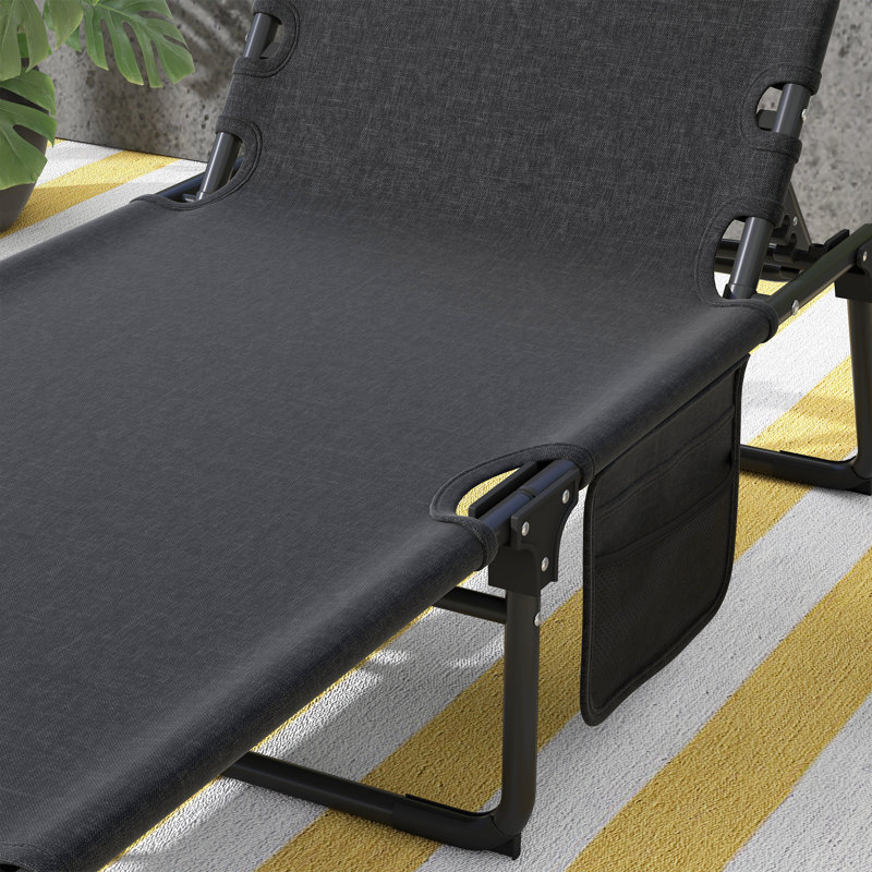 Chaise longue d'extérieur, chaise longue pliante réglable avec dossier à 4 positions
