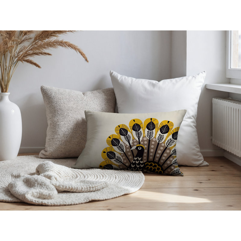 Oreiller rectangulaire réversible intérieur / extérieur Mota, Rectangle H 18 po x l 25 po, Jaune