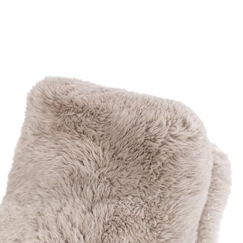 Tobin Armchair, Taupe Mongolian Fur, Terra Brown Parawood