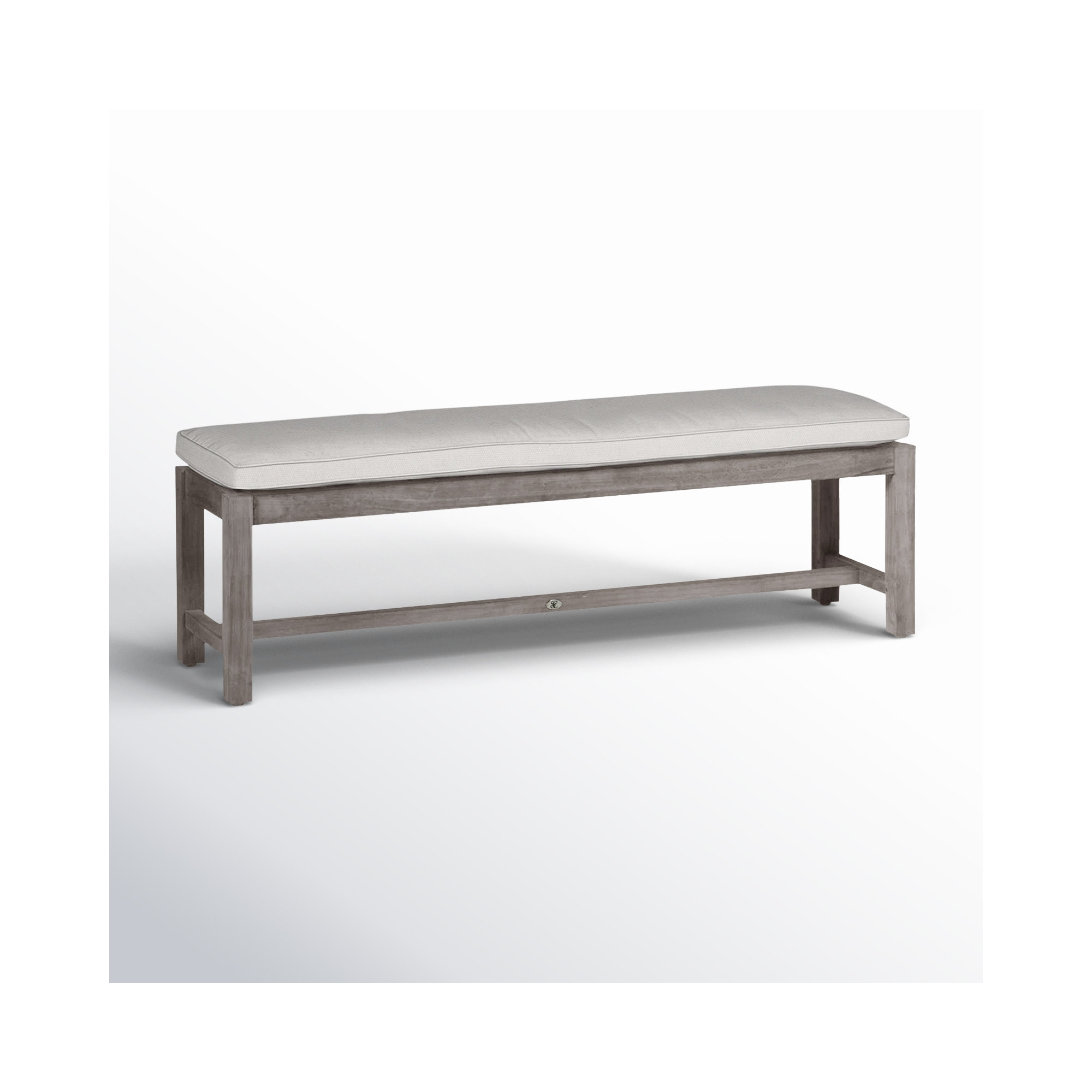Club Outdoor Backless Bench 59 in., Natural White, Oyster Teak, No Welt