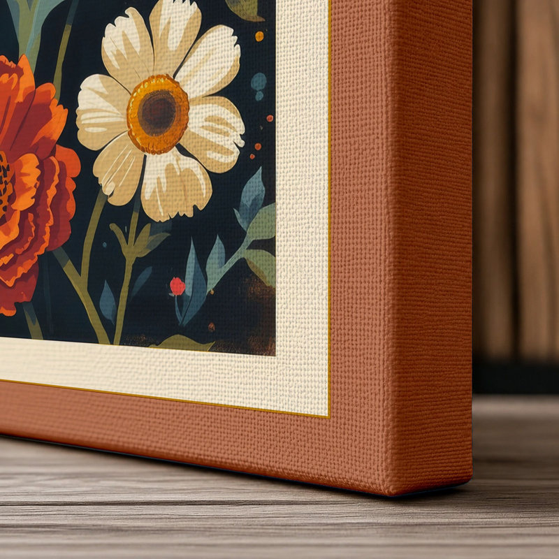 Blooming Florals Botanical - Wrapped Canvas, 18x12 - 45.7 x 30.5 cm, Terracotta Border