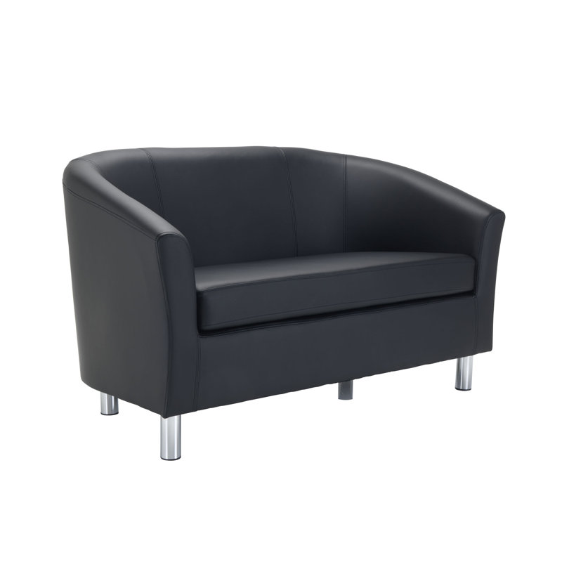 2 Seater Loveseat, Chrome, Black