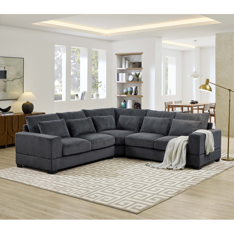 Laguna Modular Corduroy Sectional, Gray Corduroy