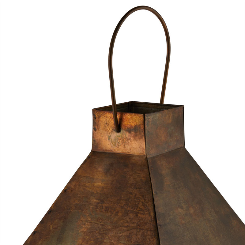 Glass Tabletop Lantern, 51cm H x 16cm W x 16cm D, Brass