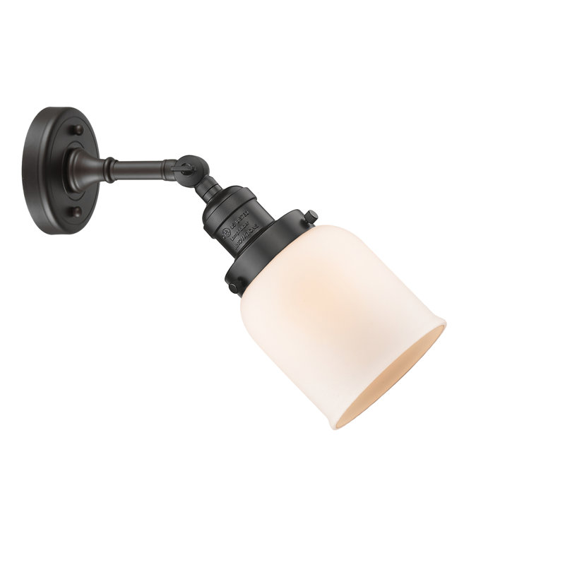 Applique murale 1 lumière 8 po Bell, Boîtier blanc mat, Ampoule à DEL rétro de 6 watts, Bronze frotté à l'huile