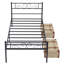 Lit plateforme simple en métal de 14 pouces avec tête de lit et pied de lit Kempst, sommier robuste avec support en lattes d'acier, aucun sommier requis, rangement sous le lit-1032081551-994657578