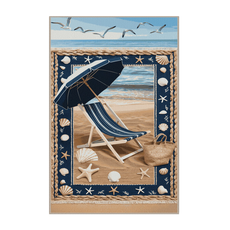  Tapis bord de mer lavable, Rectangle 5 pi x 7 pi