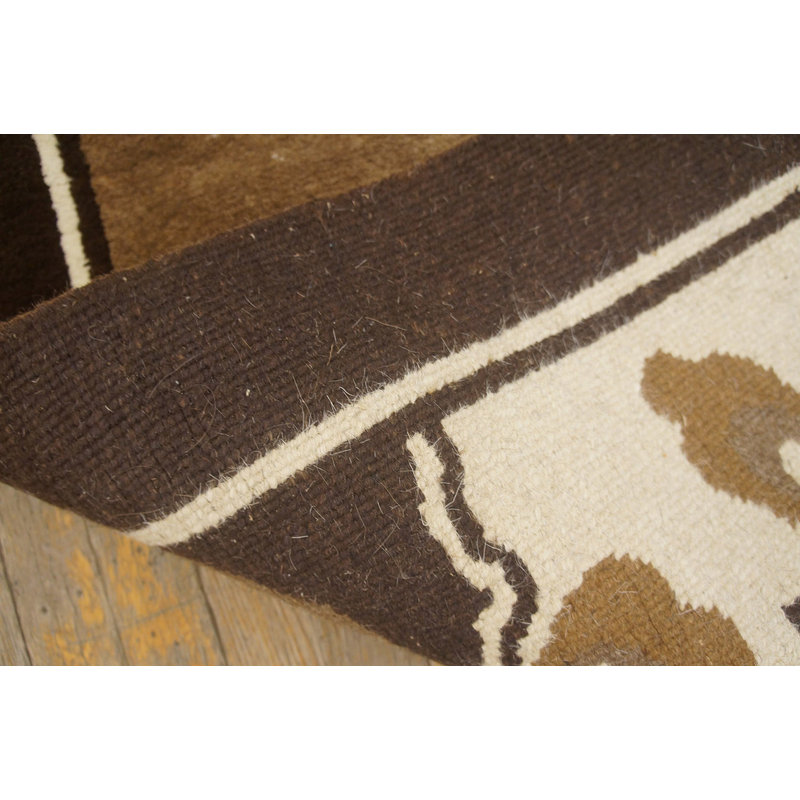Brown Room Size Horse Pattern Antique Chinese Wool Animal Rug