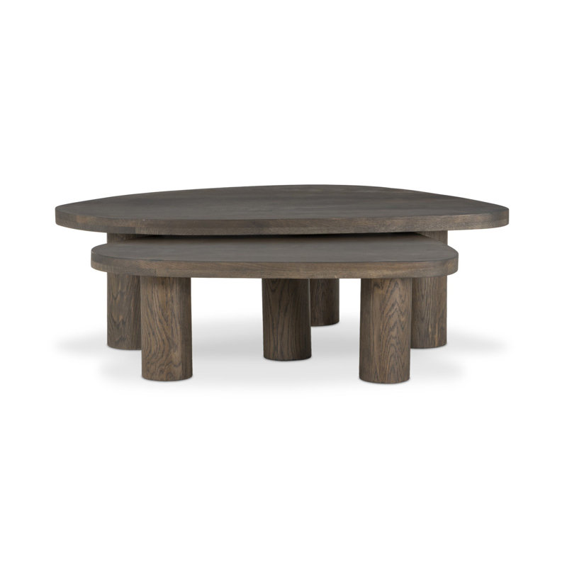 Zion Solid Wood Nesting Coffee Table, Gray Tobacco Oak