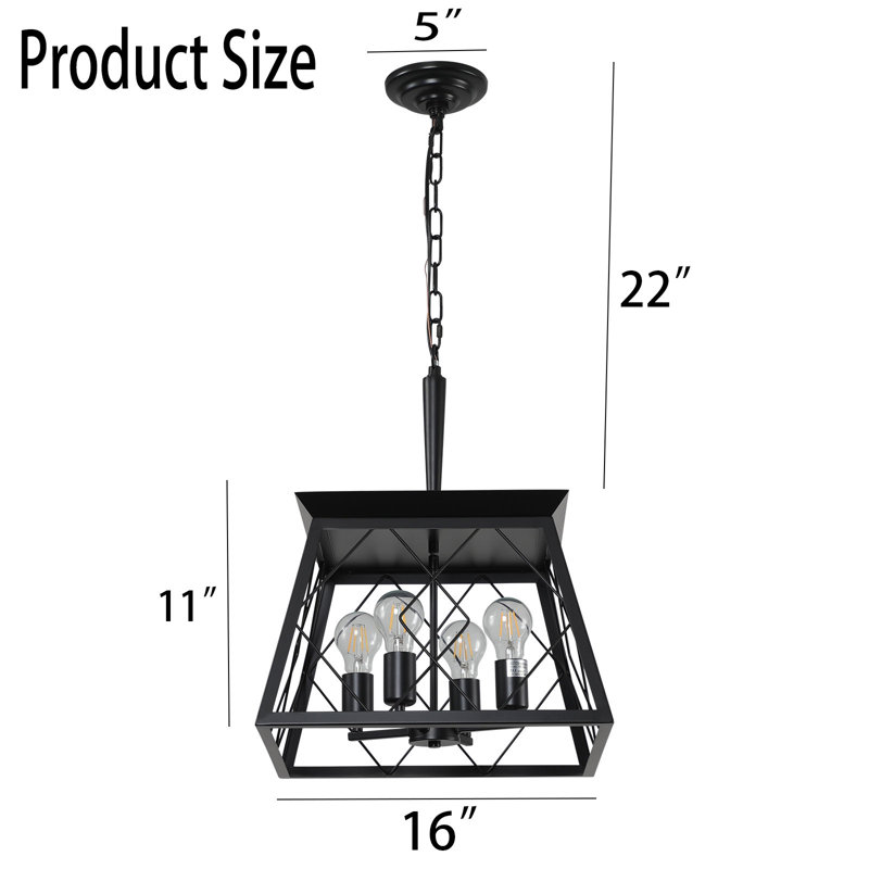Lustre géométrique à DEL 4 lumières Yasline, Noir