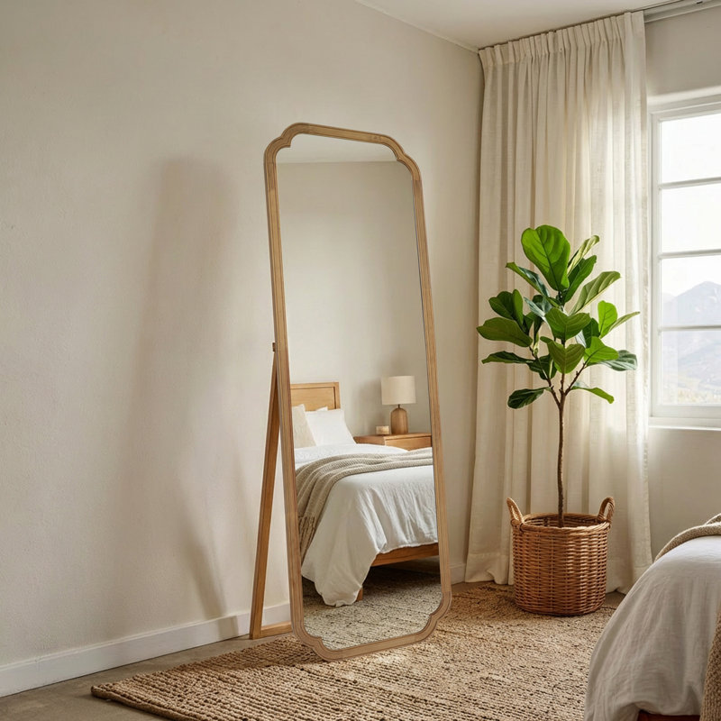 Miroir en bois Abbate, 64.5" x 22", Bois naturel