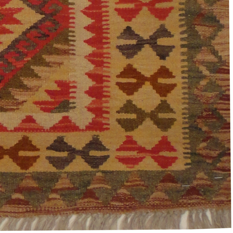 Tapis rouge / brun / vert Kilim