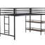 Lit mezzanine simple Junior - structure en métal avec tablette en bois, garde-corps, bruit, pas de sommier requis, peu encombrant pour la chambre à coucher, tablette noire, installation facile, coffre-fort