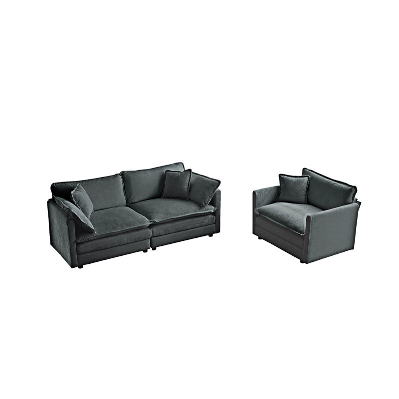 Upholstered Sofa Set With Pillows