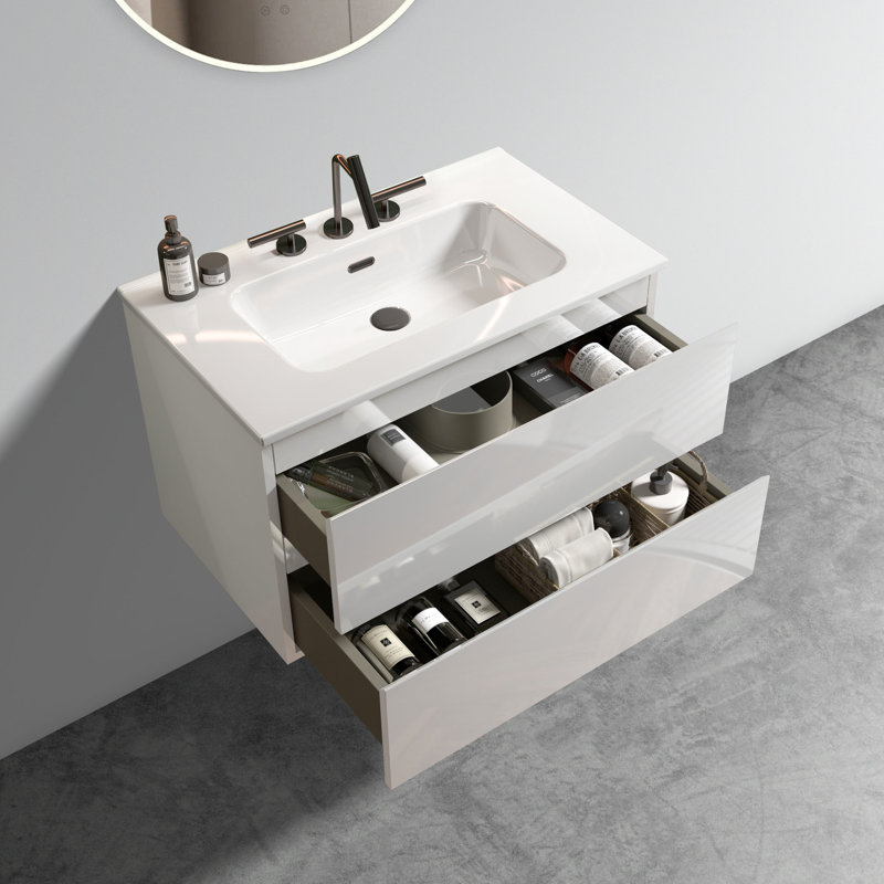 Armoire de salle de bain Modern White, 30", Blanc lustré