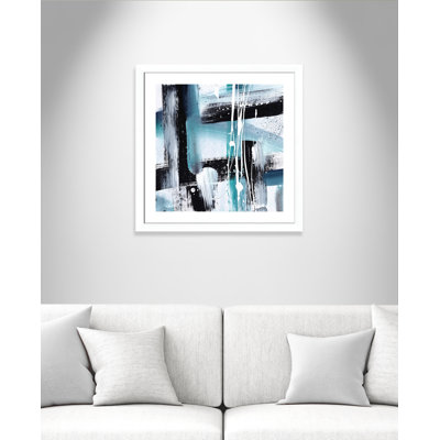 «Modern Expressions I Teal Tones», reproduction encadrée