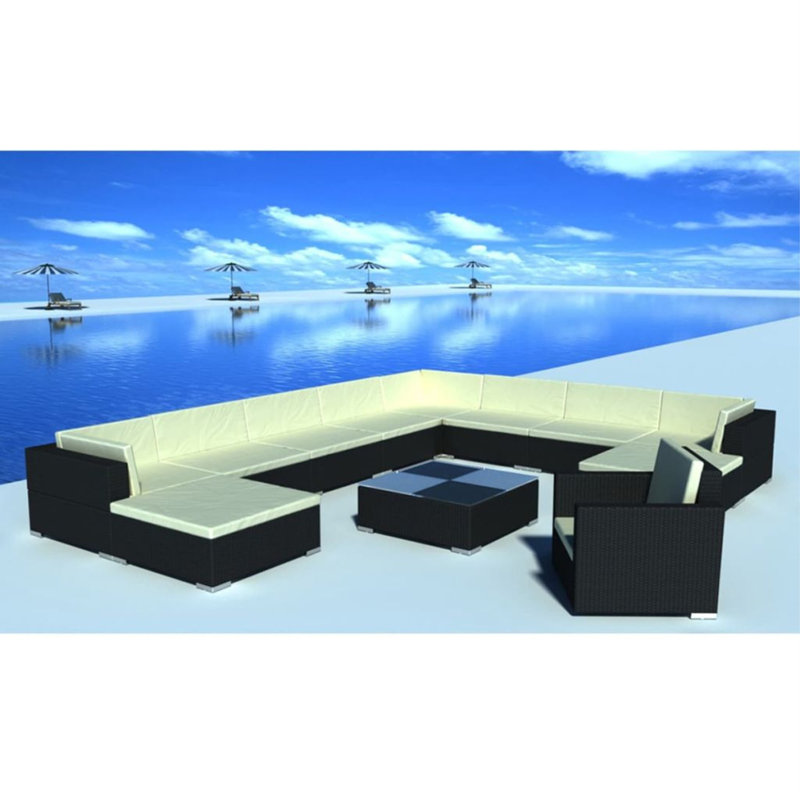 Rosemond Sofa Seating Group with Cushions, Black