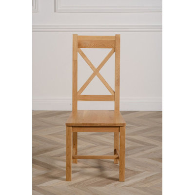 Howton 45 cm H Solid Wood Cross Back Dining Chair in Brown