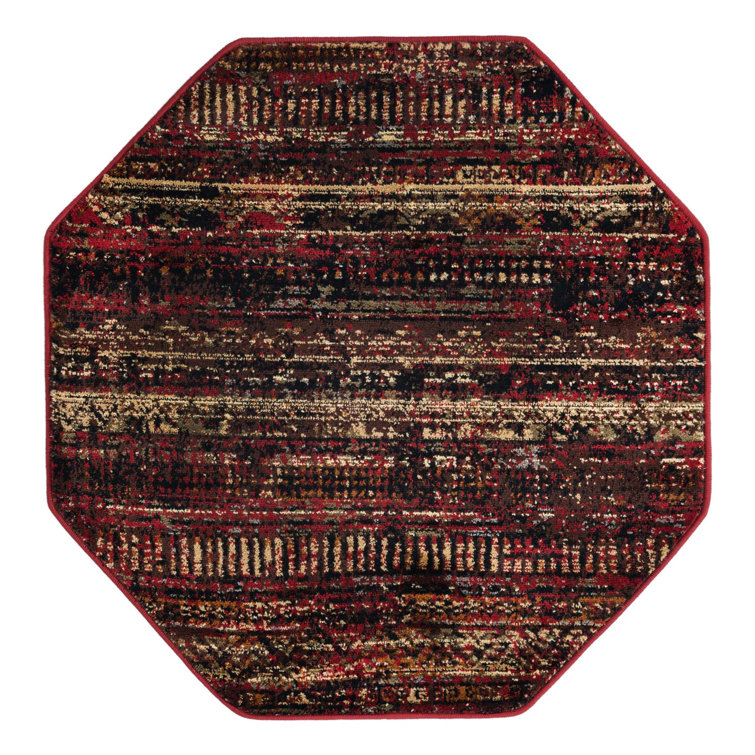 Blakely Geometric Area Rug in Burgundy/Brown/Black