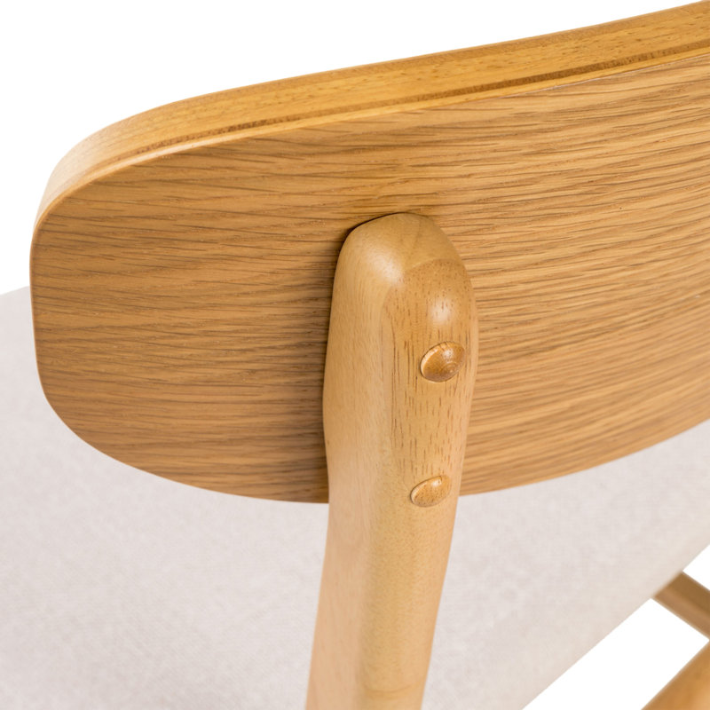Chaise d'appoint en bois massif Barros, Beige clair, Chêne naturel
