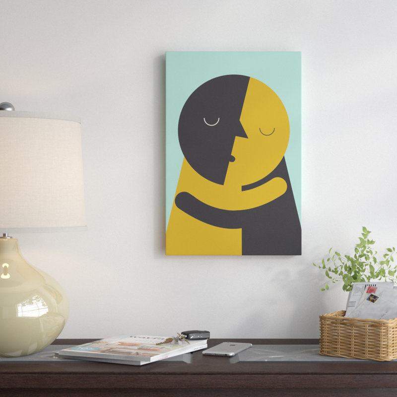 «Kiss» par Flatowl, impression sur toile tendue, H 40 po x l 26 po x P 1,5 po, Toile tendue, Pas de tapis