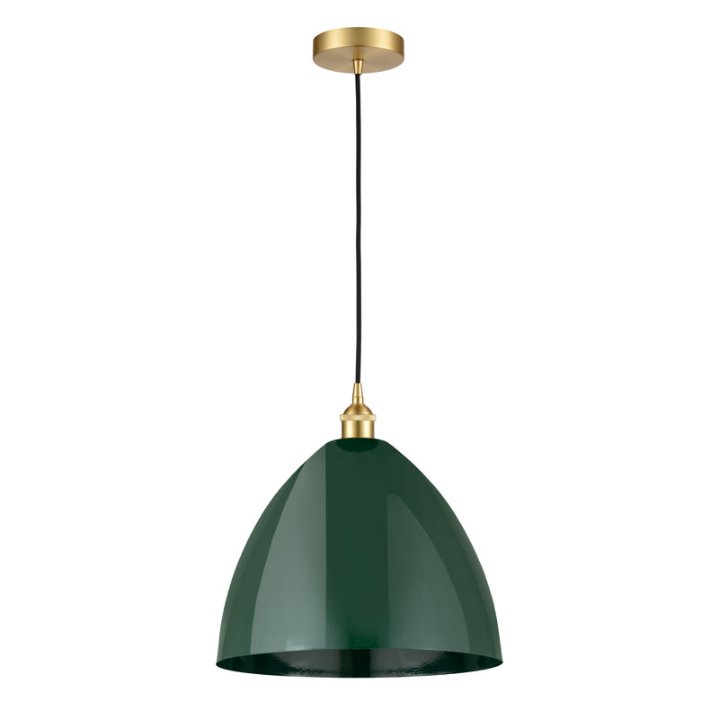 Luminaire suspendu conique à 1 lumière Schiavone, Vert, Or satiné