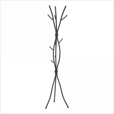 FlowLuxe 74"H Free Standing Matte Black Metal Hall Tree Coat Rack with 11 Hooks, Modern Contemporary for Entryway Bedroom