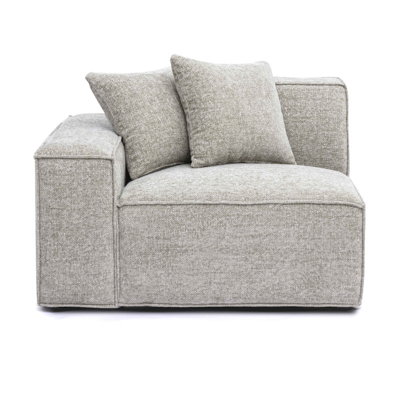Cherylee Taupe Chenille Basketweave LAF Corner Chair