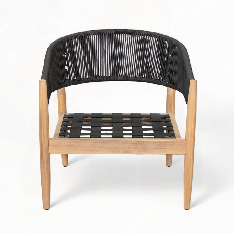 Fauteuil club d'extérieur en bois d'acacia, Noir