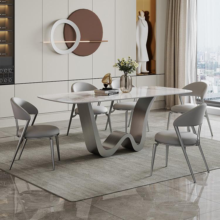 Simple Modern Rectangular Rock Slab Dining Table