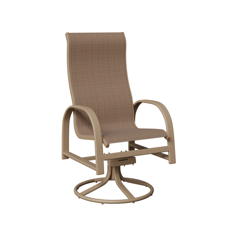 Chaise de salle à manger à bascule pivotante en aluminium Amma, Tweed taupe, Aluminium, chêne, veine de bois