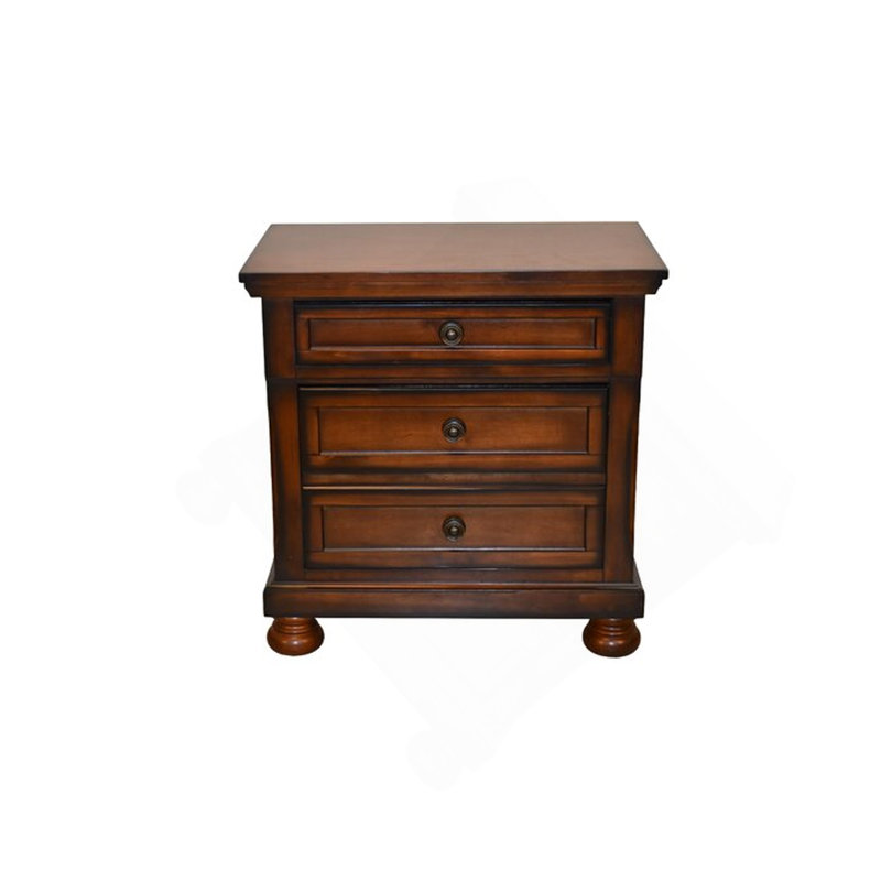 Table de chevet en bois avec tiroir à bijoux caché en noyer foncé
