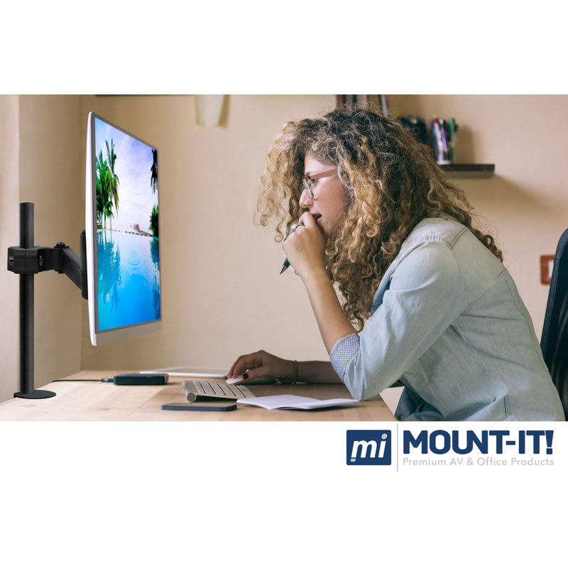Black Steel Full Motion VESA Pole Mount for 32" TVs and Monitors