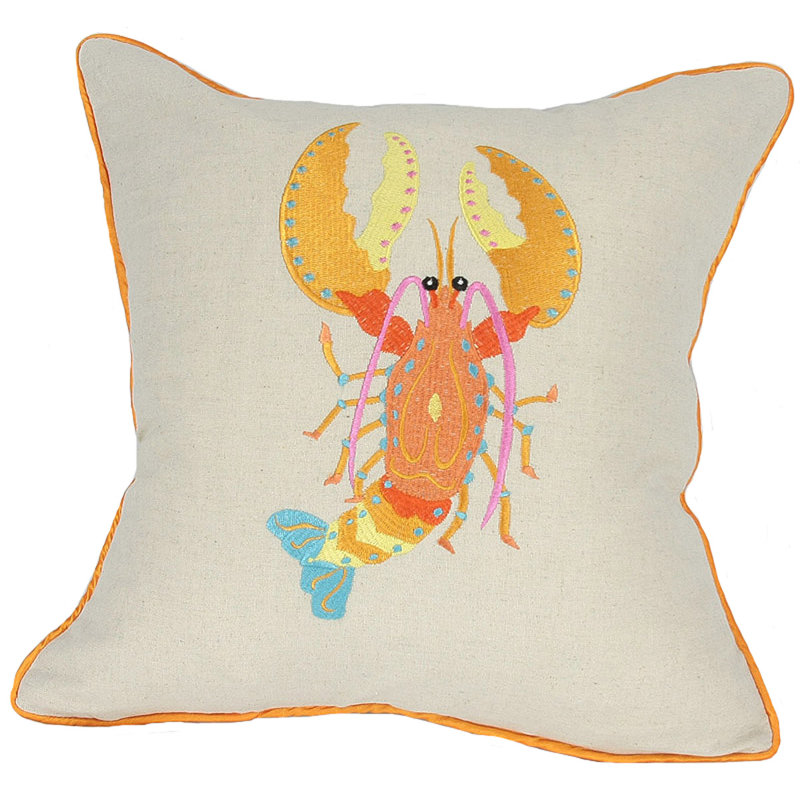 Archipelago Embroidered Cotton Blend Reversible Throw Pillow, Feather