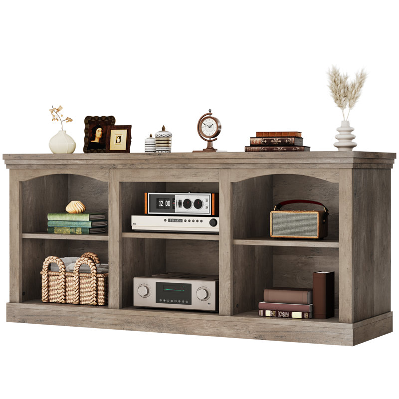 Buffet de 70 po de largeur avec tablette réglable, grand plateau de table pour le salon, Gris