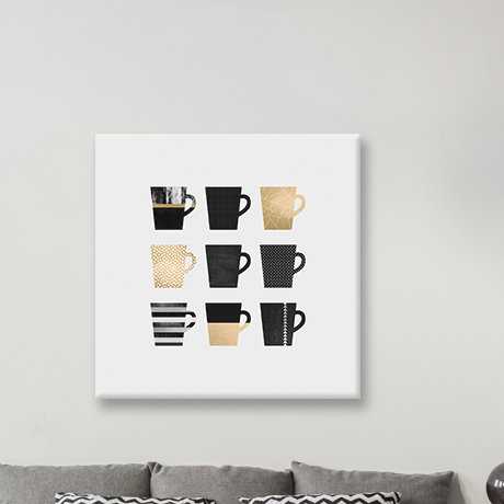 « coffee tasses », impression sur toile tendue, H 18 po x l 18 po x P 1,5 po
