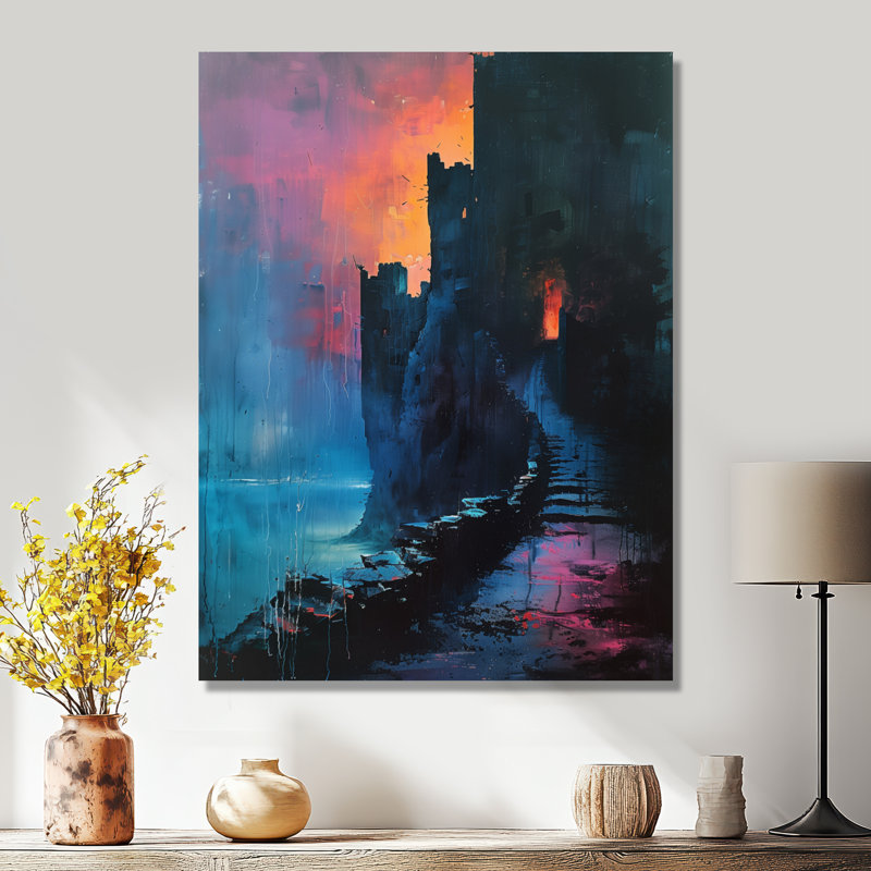 Art mural noir forteresse fortifiée du dragon I - Forteresses, Toile tendue, H 32 po x l 16 po x P 1 po